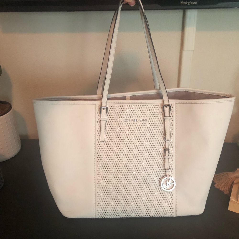 Michael Kors White studded Tote Bag/Purse